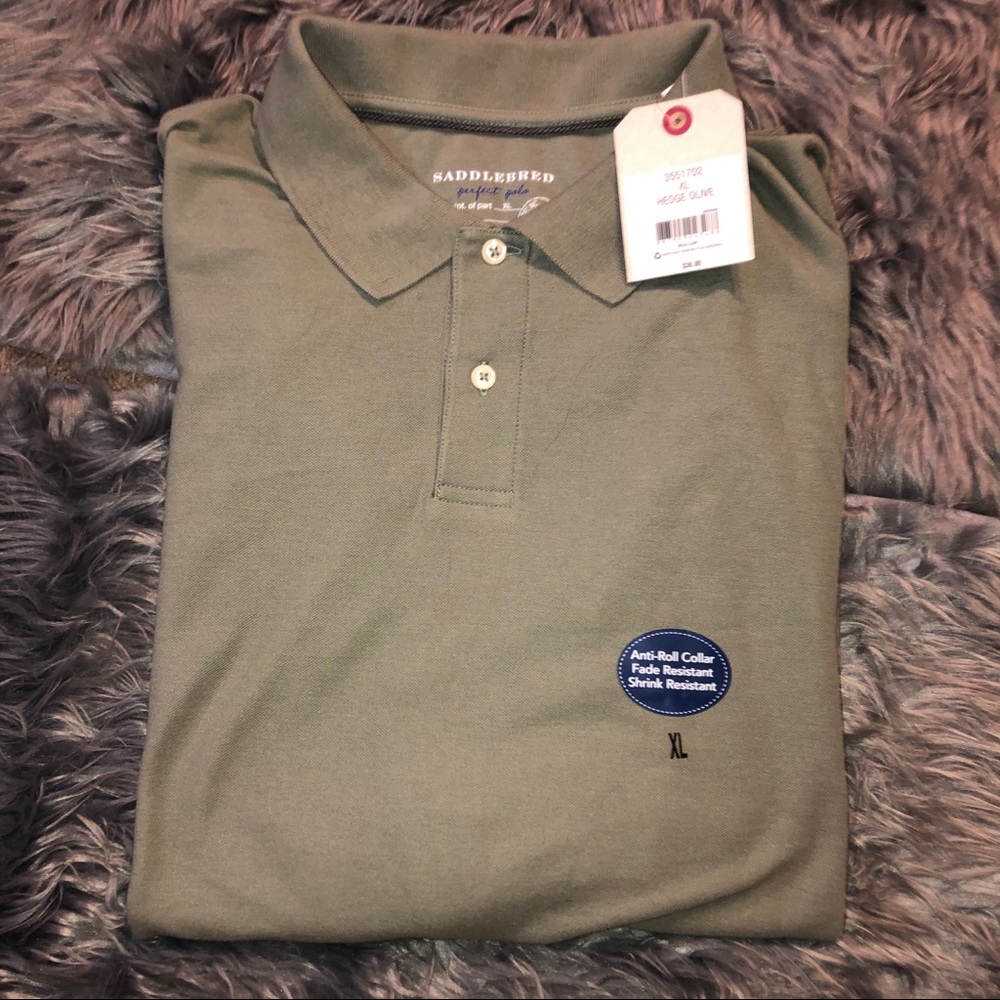 NWT Olive saddlebred short sleeve collar shirt